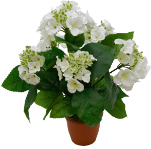 Искусственный цветок  гортензия кремовая 40 см в горшке