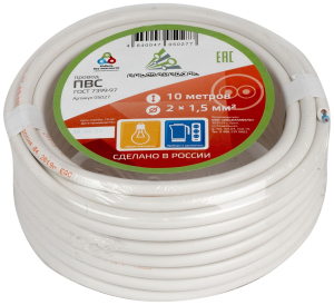 Провод силовой ПВС 2x1,5 кв. мм 10 м