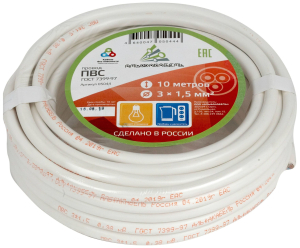 Провод силовой ПВС 3x1,5 кв. мм 10 м
