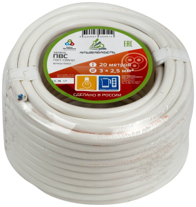 Провод силовой ПВС 3x2,5 кв. мм 20 м