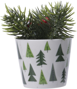 Искусственная ель в горшке зеленая 14 см в ассортименте