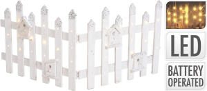 Декорация забор деревянный с LED белый 100х40 см