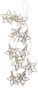 Гирлянда Блестящие звезды серебряная 180 см