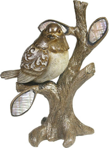 Фигурка Птичка на ветке золотая 20,5х8 см