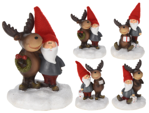 Сувенир фигурка "Санта и Олень" 7 см в ассортименте