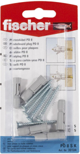 Дюбель универсальный распорный Fischer PD 8x29 мм с шурупом 5 шт