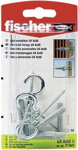 Дюбель универсальный распорный Fischer UX 8X50 мм с круглым крюком 4 шт