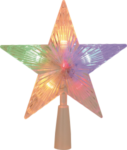 Верхушка на ель Звезда разноцветная 20x17 см