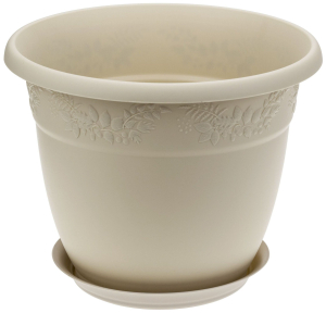 Кашпо IDEA РЯБИНА d31 см 10 л полипропиленовое бежевое с поддоном
