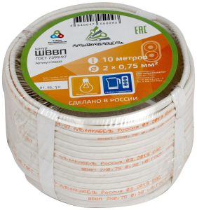Шнур силовой ШВВП 2x0,75 кв. мм 10 м