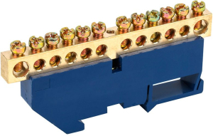 Шина нулевая REXANT синий изолятор 12ГР 8X12