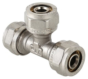 Тройник латунь никелированный VALTEC 26 мм