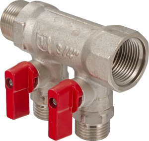 Коллектор латунь никелированная VALTEC 1" 2х1/2"