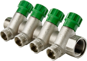 Коллектор с вентилями латунь никелированная VALTEC 3/4"-1/2"