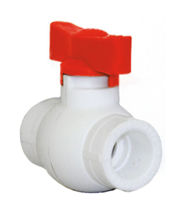 Кран шаровой стандартный проход красная ручка бабочка PPR 20,  белый, RTP