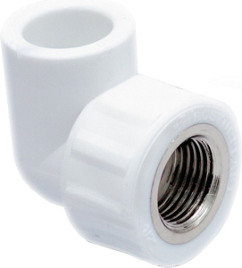 Угольник комбинированный PPR внутренняя резьба 20х 1/2,  белый, RTP