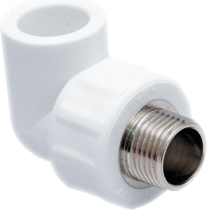 Угольник комбинированный PPR наружная резьба 20х 3/4,  белый, RTP