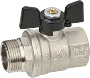 Кран шаровой латунь никелированная VALVOSANITARIA BUGATTI Oregon 307 1/2"