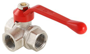 Кран шаровой латунь никелированный VALTEC ТРЕХХОДОВЫЙ тип T VT.361 1/2"