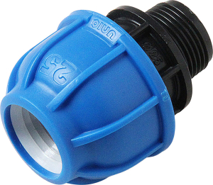 Муфта компресс., полипропилен наружная резьба 20х 3/4" для полиэтилен. труб, RTP