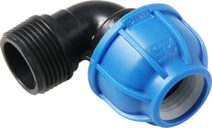 Отвод компрес., полипропилен наружная резьба 20х 3/4" для полиэтилен. труб, RTP