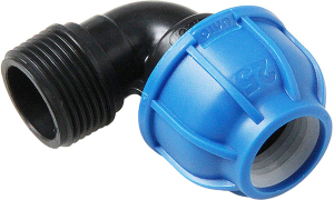 Отвод компрес., полипропилен наружная резьба 25х 1/2" для полиэтилен. труб, RTP