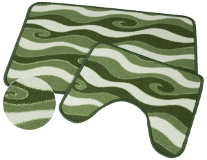 Комплект ковриков для ванной комнаты и туалета Волна 50х80 см ворсовый зеленый