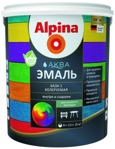 Эмаль акриловая Alpina Аква шелковисто-матовая База 3 2,35 л