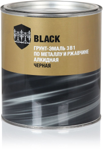 Эмаль по металлу и ржавчине Стандарт 3 в 1 полуматовая черная 2,5 кг