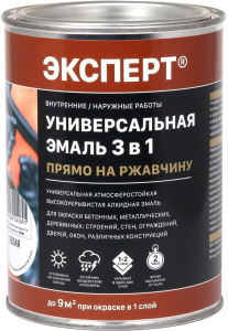 Эмаль универсальная по металлу ЭКСПЕРТ глянцевая белая 0,9 кг