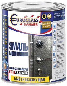 Эмаль Euroclass с молотковым эффектом серебристая 0,8 кг