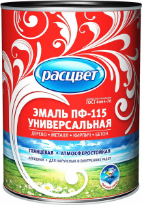 Эмаль универсальная Расцвет ПФ-115 глянцевая белая 0,9 кг