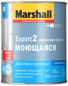 Краска интерьерная Marshall Export-2 глубокоматовая белая 1 л