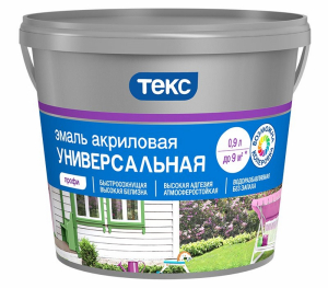 Эмаль универсальная акриловая ТЕКС база А глянцевая 0,9 л