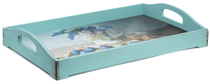Поднос деревянный голубой 43x27x7 см
