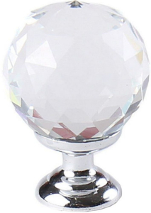 Мебельная ручка-кнопка Larvij L4.KNOB07TR прозрачный хром