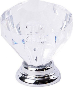 Мебельная ручка-кнопка Larvij  прозрачный-хром