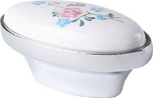 Мебельная ручка-кнопка Larvij белый-хром