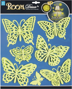 Наклейка декоративные Room Decor Сказочные бабочки 30,5x30,5 см светящиеся