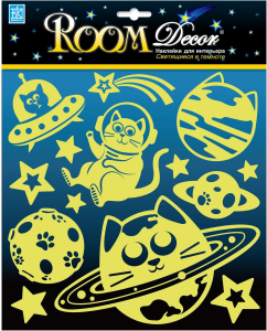 Наклейка декоративные Room Decor Галактика кошек 25x25 см светящиеся