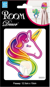 Наклейка декоративная Room Decor Крючок единорог 20,5x11 см влагостойкая