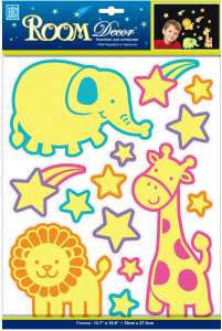 Наклейка декоративные Room Decor Светящийся зоопарк 35x27,5 см светящиеся