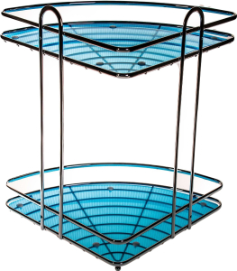 Полка угловая с синей вкладкой 2 яруса хром 33x23x23 см