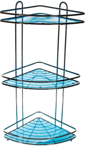 Полка угловая с синей вкладкой 3 яруса хром 58x23x23 см