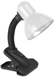 Настольная лампа для рабочего стола ЭРА N-102 Е27 40 Вт на прищепке белая