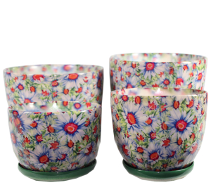 Кашпо Бочонок 4с блюдцем миксD22 H17,5