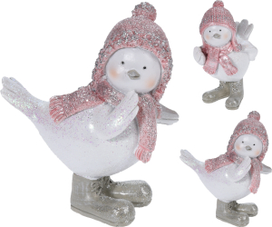 Сувенир птичка пластик розовый 5х8х10 см