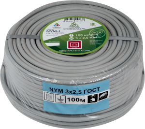 Кабель NYM/NUM 3x2,5 Альфакабель L 100 м