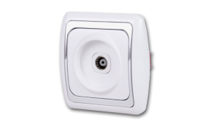 Розетка Дельта телевизионная белая с серебром СП