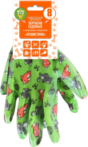 Перчатки садовые GARDEN SHOW с полимерным покрытием Пушистики размер 8